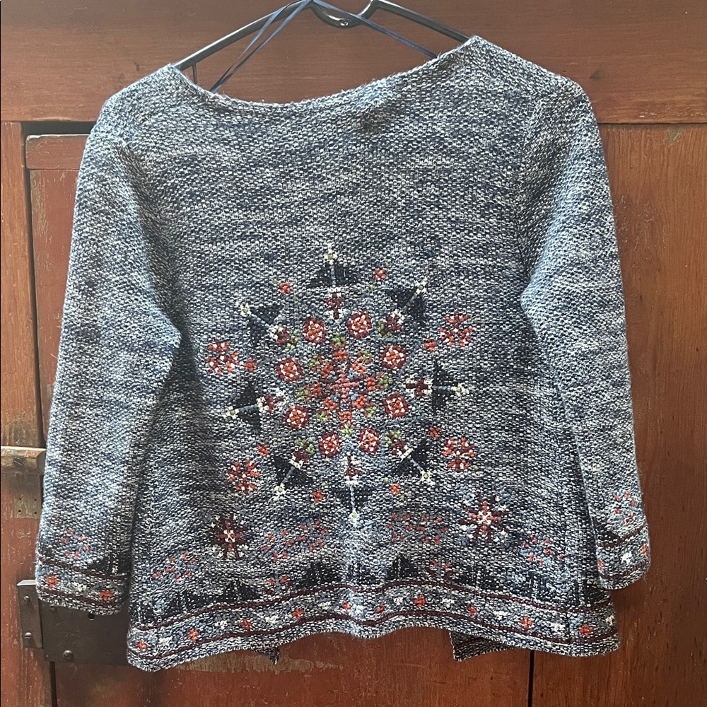 White Stuff Embroidered Knit Open Cardigan
